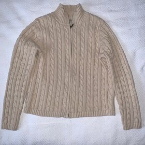 Vintage L.L. Bean Cable knit Zip-Up Sweater